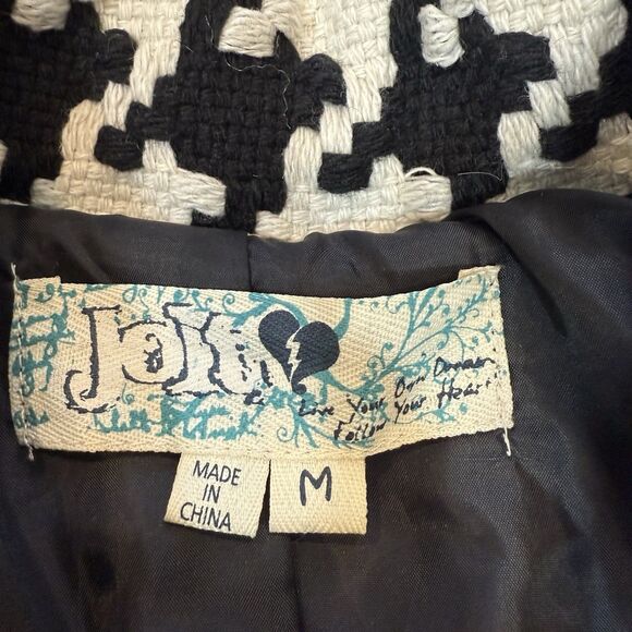 Jolt Women's Pea Coat Retro Y2k Jacket Houndstooth Black & Off-White M - Picture 5 of 11